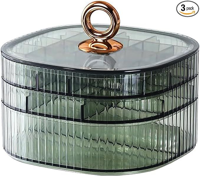 HALAFE Jewelry Box, 3-Layer Acrylic Jewelry Organizer with Handle, Clear Jewelry Boxes for Women ... | Amazon (US)