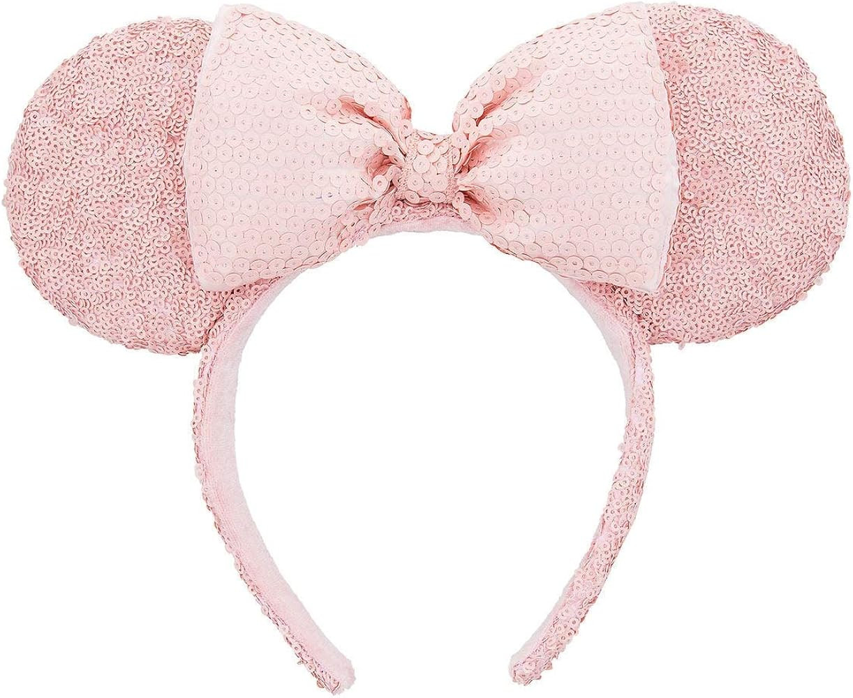 Disney Parks Millennial Pink Minnie Mouse Ear Sequined Headband | Amazon (US)