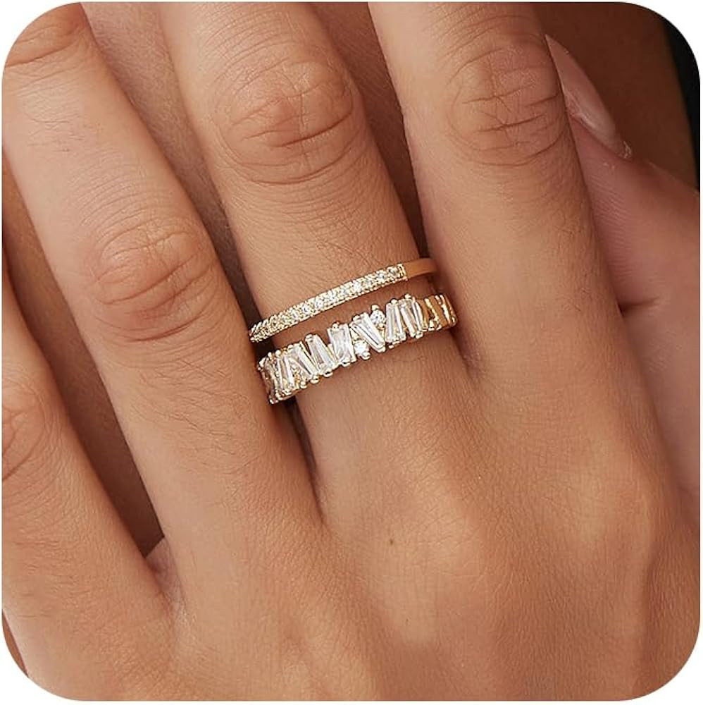 Adjustable 18k Gold Plated CZ Leaf Open Ring Dainty Double Cubic Zirconia Olive Branch Leaves Ban... | Amazon (US)