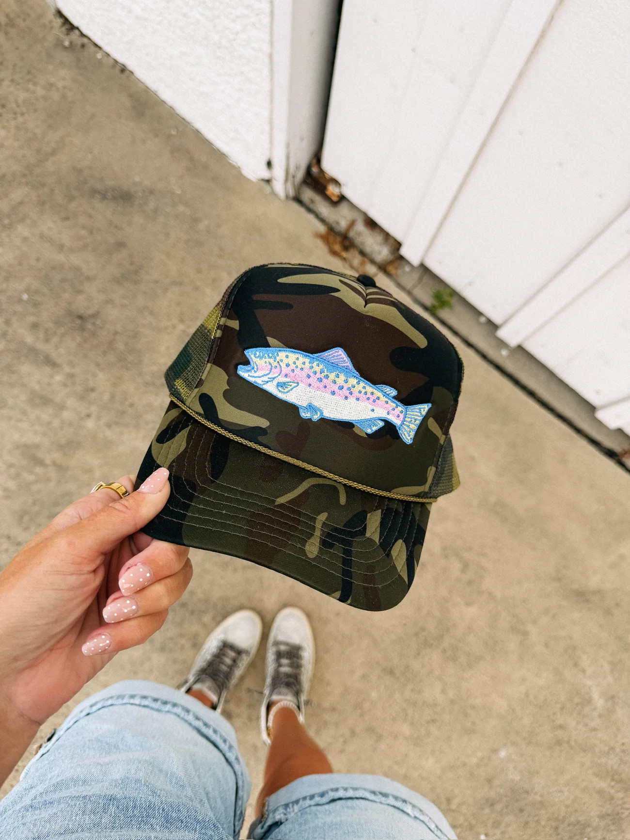 camo trout trucker hat | Etta+East