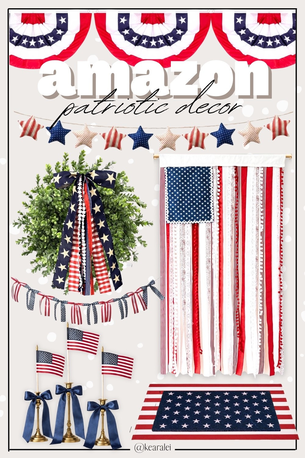 Fourth of July porch decor 4th of July home decor Independence Day Memorial Day USA America Americana decor Ralph Lauren summer patio Amazon holiday decorations red white blue stripes stars door mat doormat welcome mat green boxwood wreath bows ribbon bow American flag hanging macrame bow ribbon garland star garland gold candlesticks with navy satin ribbon tied as bows with small wooden stick American flags stuck inside candle sticks with air dry clay centerpiece table tablescape fireplace mantle || #amazon #fourthofjuly #home #decor #decorations #flag #wreath #4thofJuly #garland #doormat #independence #patriotic #bows #porch #usa #redwhiteblue #american
. 

Midi Dress, Wedding Guest Dresses, Booties, skinny Jeans, Candles, Earth Tones, Wraps, Puffer Jackets, welcome mat, Travel Luggage, wedding guest, Work blazers, Heels, Teacher Outfits, Nursery Ideas, Bathroom Decor, Bedroom Furniture, Living Room Furniture, Work Wear, Business Casual, Wall Art, Maxi Dresses, Sweaters, Fleece Pullovers, button-downs, Oversized Sweatshirts, Jeans, High Waisted Leggings, dress, amazon dress, joggers, home office, dining room, amazon home, Pantry Organizers, kitchen storage organizers, leather jacket, throw pillows, table decor, Fitness Wear, Activewear, Amazon Deals, shacket, nightstands, Plaid Shirt Jackets, Walmart Finds, curtains, slippers, apple watch bands, coffee bar, lounge set, golden goose, playroom, Accent chair, Farmhouse decor, sectional sofa, entryway table, console table, sneakers, coffee table decor, laundry room, shelf decor, bikini, white sneakers, sneakers, Target style, Amazon finds, Home decor, Walmart, Amazon Fashion, SheIn, Kitchen decor, Master bedroom, Coffee table, Dresses, Mom jeans, Bar stools, Desk, Mirror, swim, Patio Furniture, Dressers, Abercrombie, Patio, Kitchen

L

#LTKSeasonal #LTKHome #LTKSaleAlert