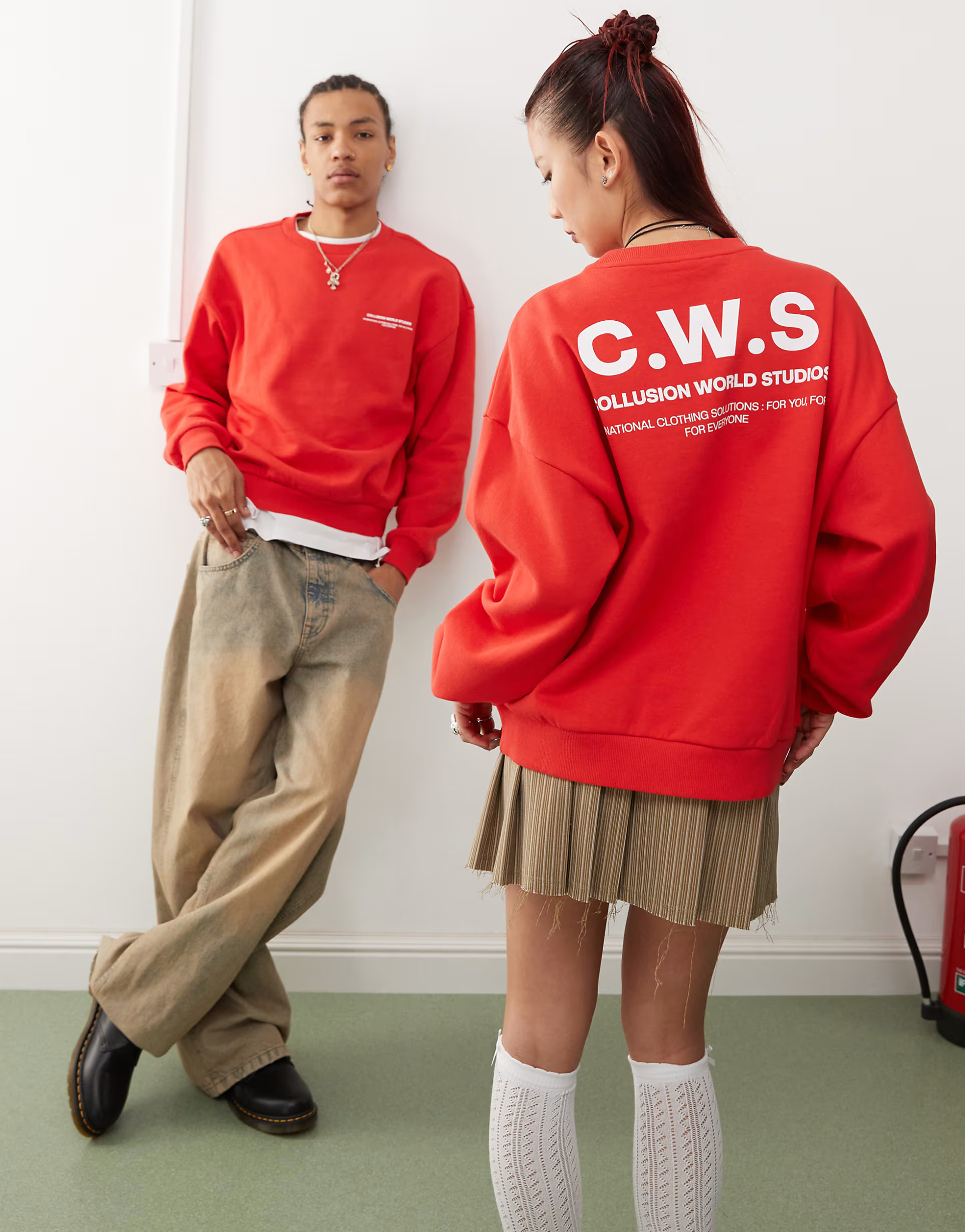 COLLUSION Unisex  graphic boxy sweat in red | ASOS (Global)