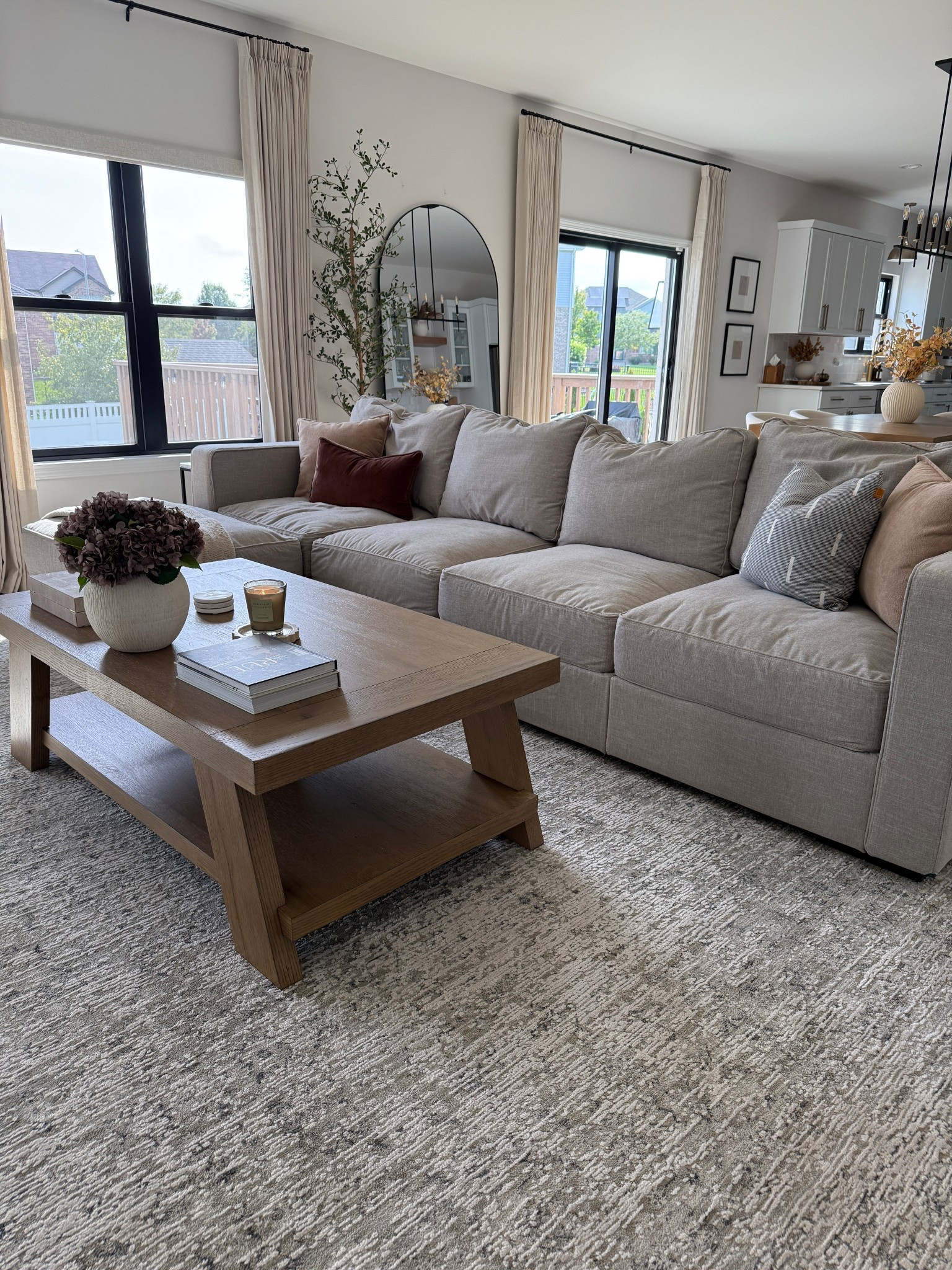 This is another configuration I love to do with our LoveSac Sactional! This is 4 deep seats, 1 storage seat (ottoman), 4 standard sides, 2 deep sides. Color - Beachwood Rained Chenille 
@lovesac 