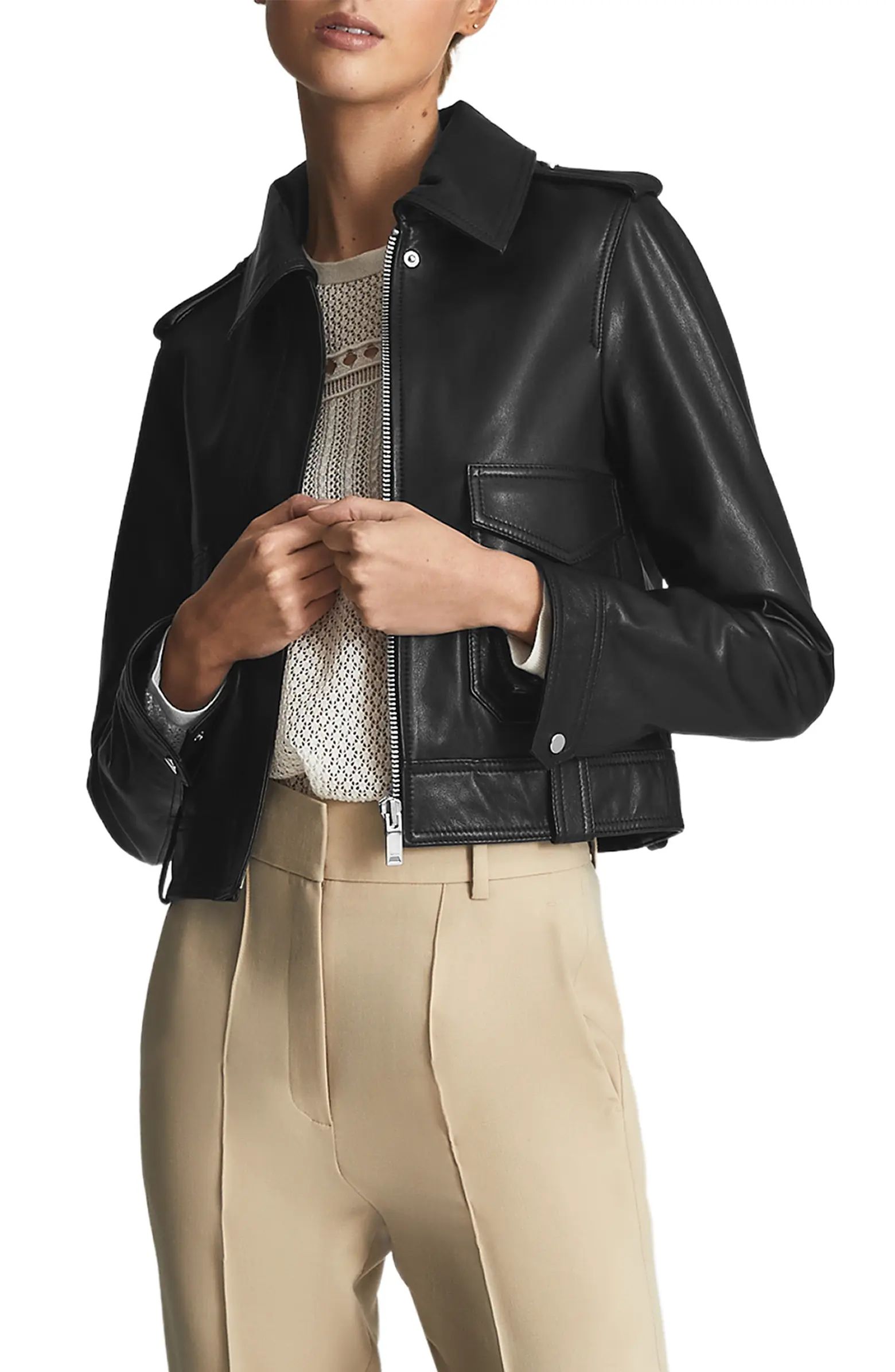 Reiss Kaja Leather Jacket | Nordstrom | Nordstrom