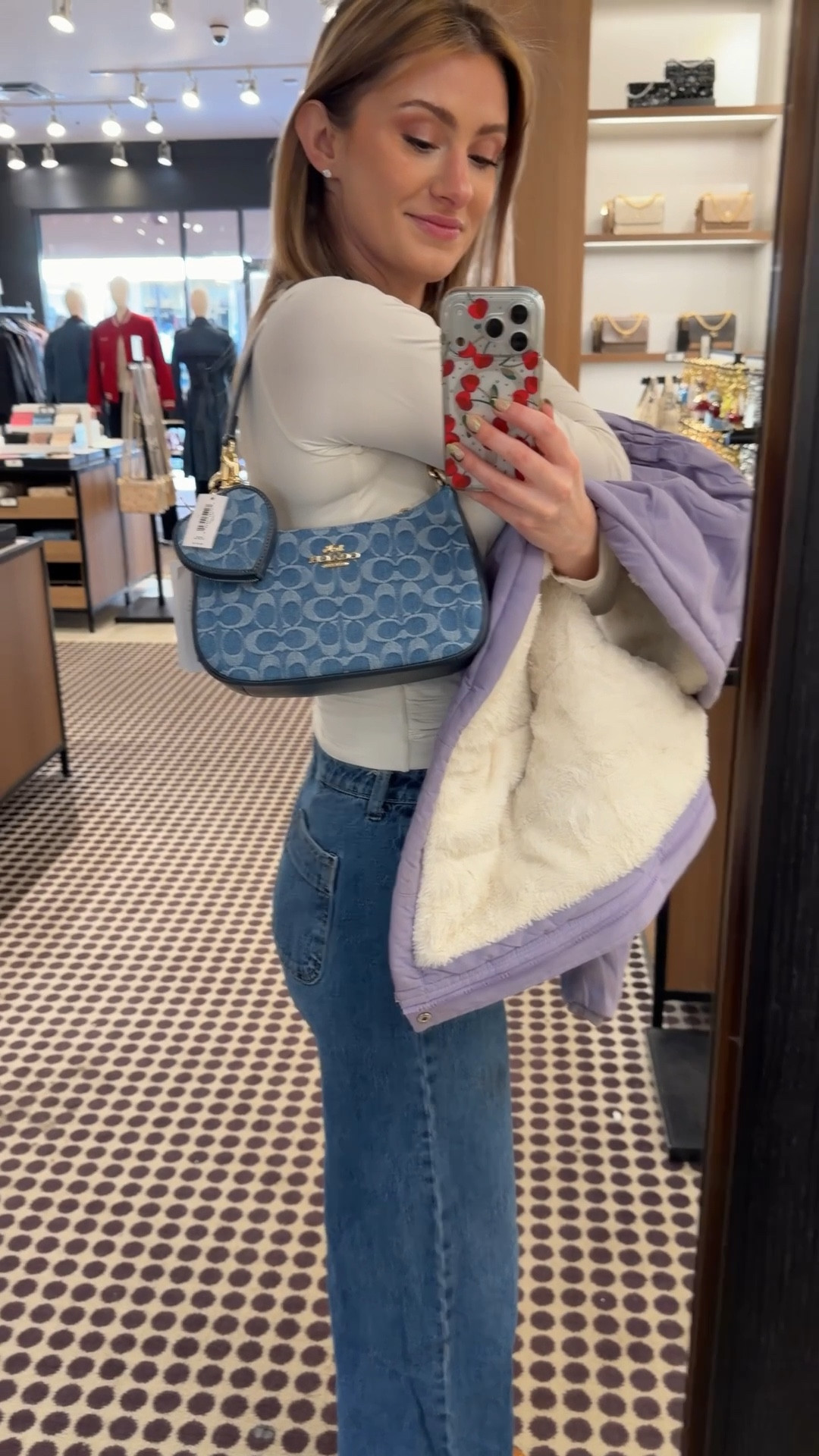 I went to check out the newest arrivals at the Coach Outlet and am loving the denim trend! 💙 comment BAG & I’ll dm you the links ❤️

I kind of had my heart set on a red denim bag since I live a little pop of red with neutral outfits but the blue denim kept calling to me. I’m a sucker for gold hardware. 

Coach Nolita 19
Coach Terri
Coach Faye in blue denim
Asher bag
Coach Ashton 
Coach newspaper print
Coach outlet drop
Newest Coach outlet drop


