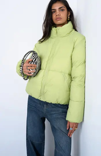 Topshop Puffer Bomber Jacket in Medium Green at Nordstrom Rack, Size Small | Nordstrom Rack