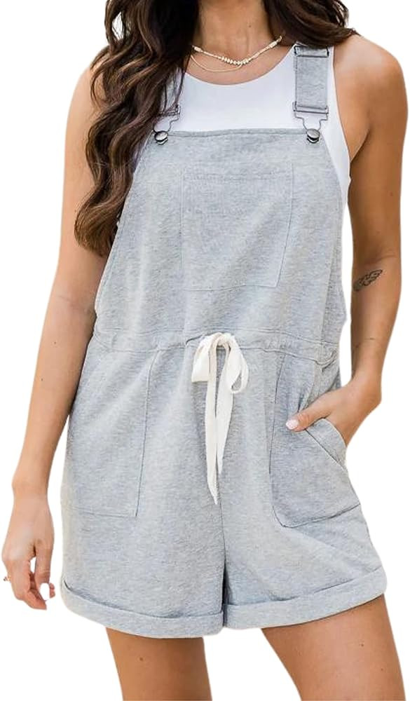 Fiona Jolin Overall Shorts for Women Casual Short Jumpsuits Drawstring Bib Shortalls Rompers with... | Amazon (US)