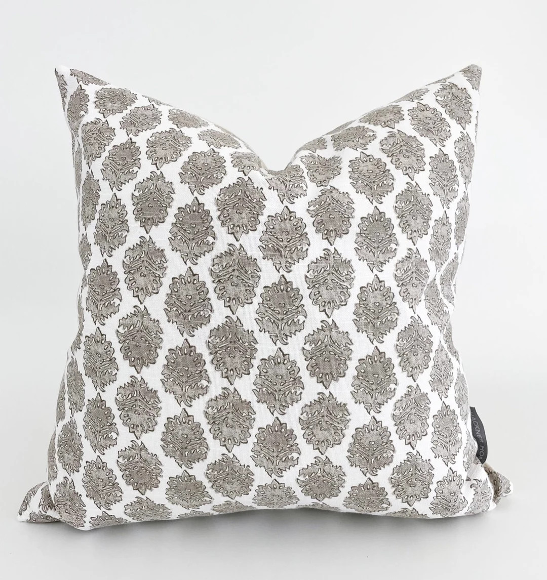 Adelaide | Floral Pillow Cover, Decorative Pillow Cover, Brown and White Pillow, Neutral Pillow C... | Etsy (US)