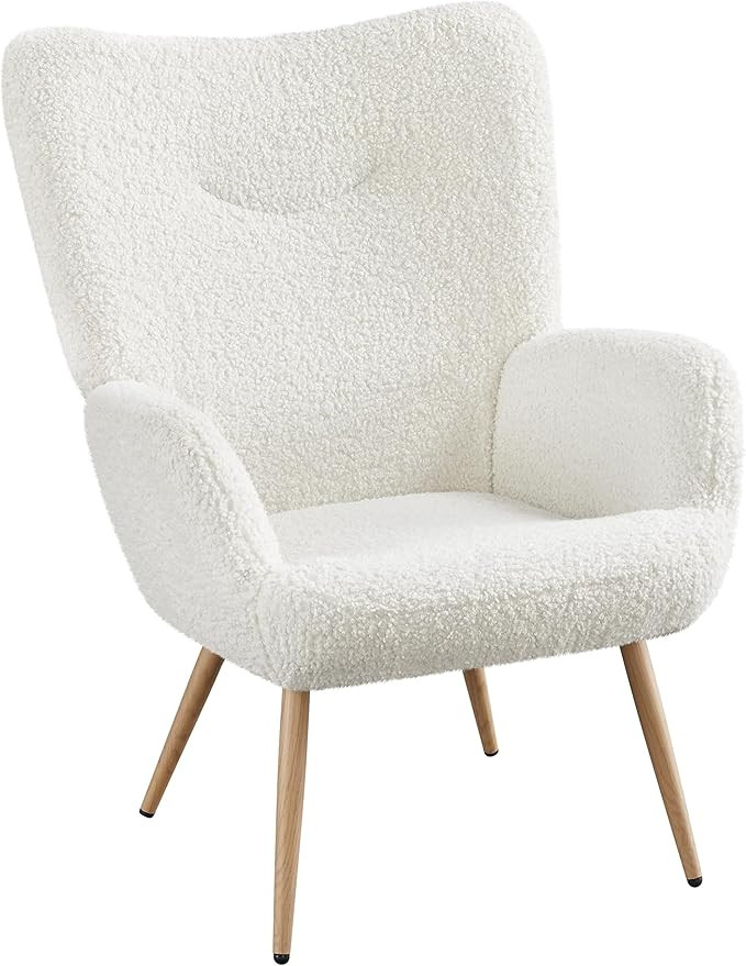 Yaheetech Boucle Fabric Accent Chair, Sherpa Furry Casual Chair with High Back and Soft Padded, M... | Amazon (US)
