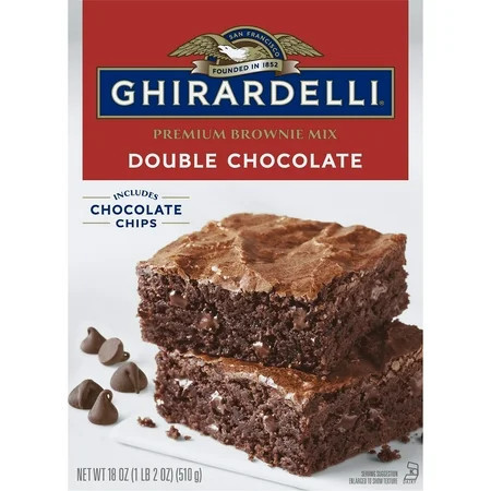 Ghirardelli Double Chocolate Premium Brownie Mix, Includes Chocolate Chips, 18 oz Box | Walmart (US)