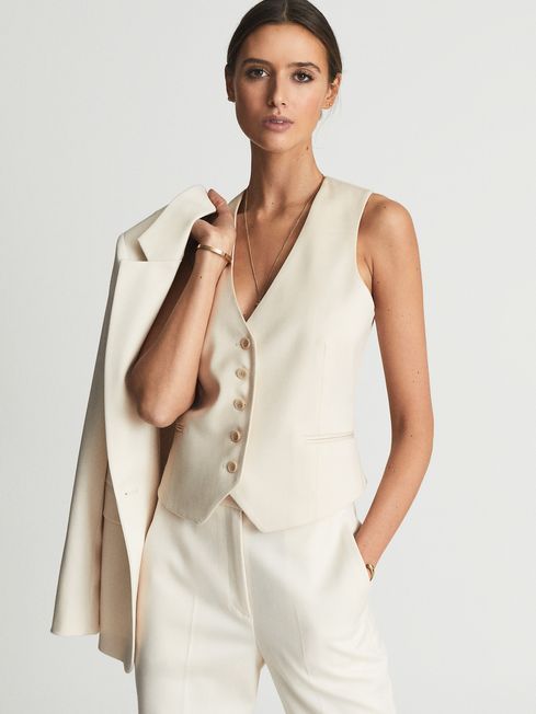Reiss White Luna Regular Premium Suit Waistcoat | Reiss (UK)
