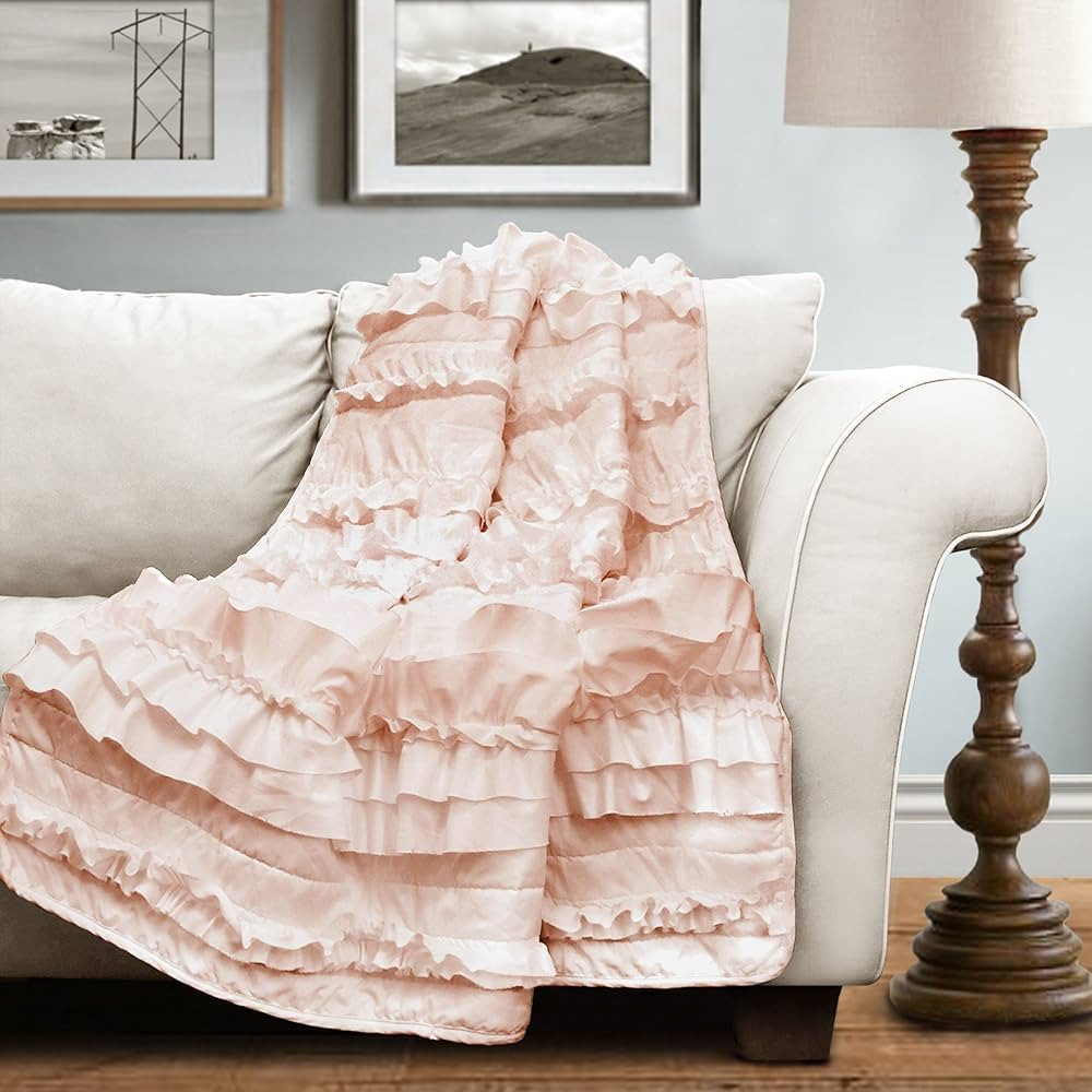 Lush Decor Lush Décor Belle Throw, 60 inch x 50 inch, Pink Blush, 60" X 50" | Amazon (US)