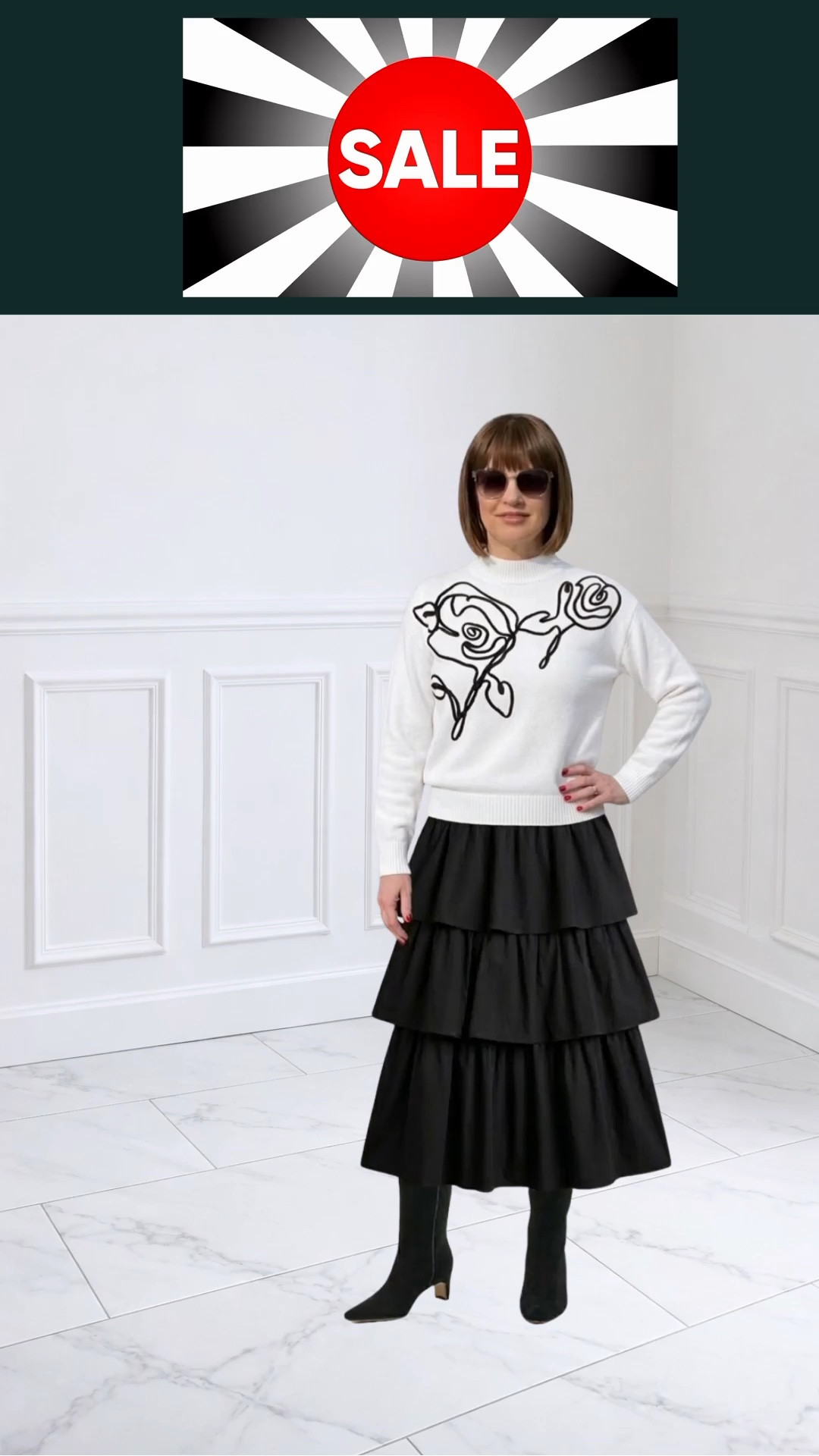 ‼️SALE‼️Sweater + Ruffled Skirt + Boots are ALL on SALE!! Wearing XS in Sweater + 6 in Skirt 
Love ❤️ the black detail on the Sweater ❤️ Sold in Petite 

Follow my LTK @fashionistanyc on the @shop.LTK app to view this post and get my exclusive app-only content!

#liketkit #LTKgrwm #LTKootd #LTKSaleAlert
@shop.ltk
https://liketk.it/5ZRIG
