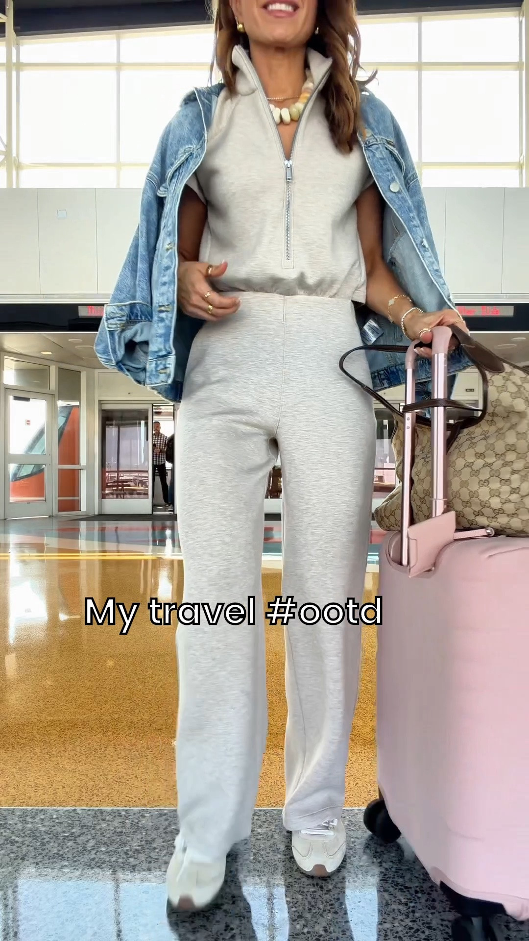 New bathroom, friendly jumpsuits that are currently on sale with code AE25. This is a new style and it fits like a dream. Wearing XS petite. Travel outfit. Airport outfit. Travel necessities. Travel must haves. XS in slouchy denim jacket. Sneakers mules are TTS. 

#LTKTravel #LTKgrwm #LTKootd

#LTKgrwm #LTKootd #LTKTravel