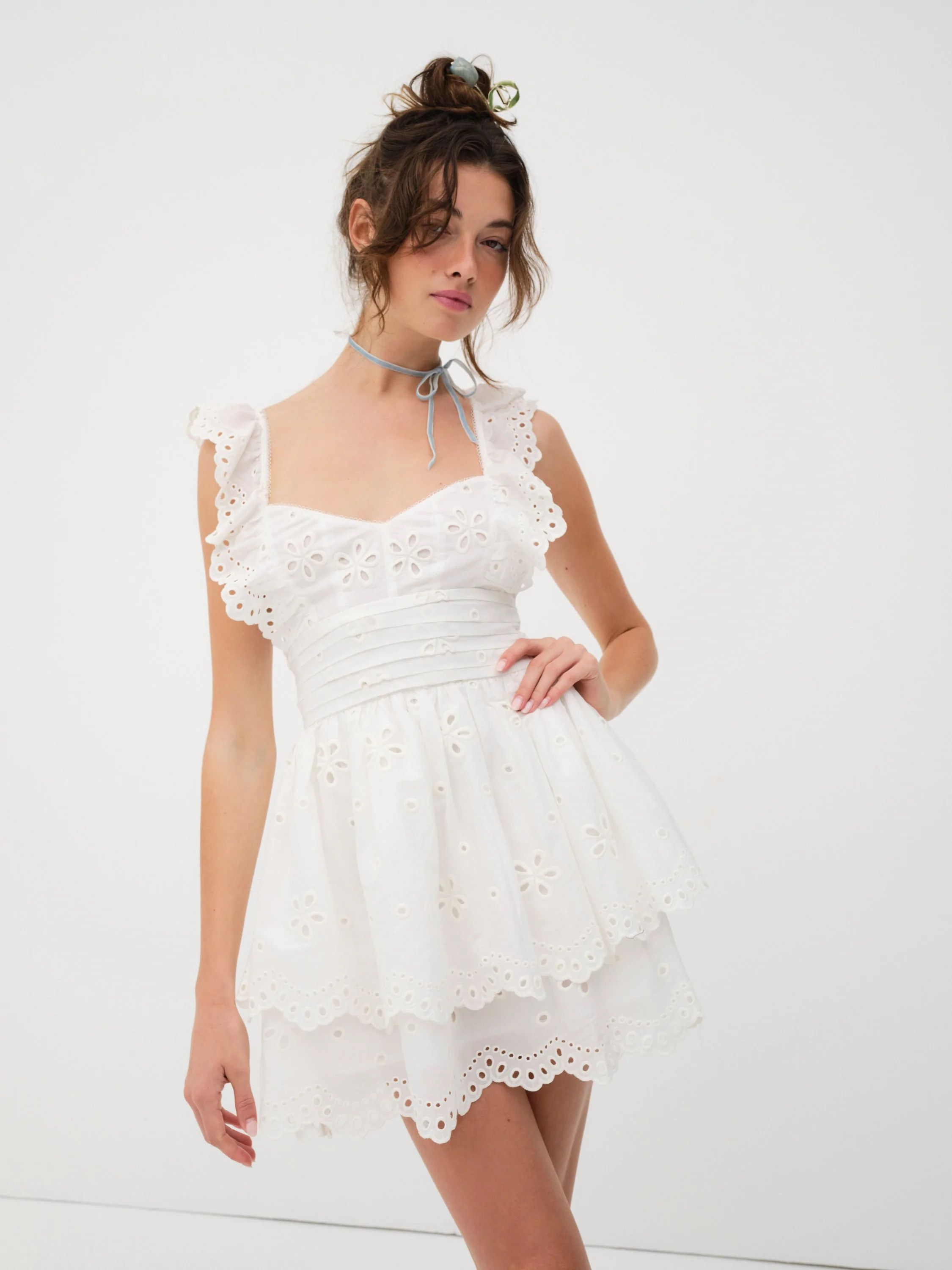 Serena Sleeveless White Dress - Bridal Shower Dresses - Graduation Dress | For Love & Lemons