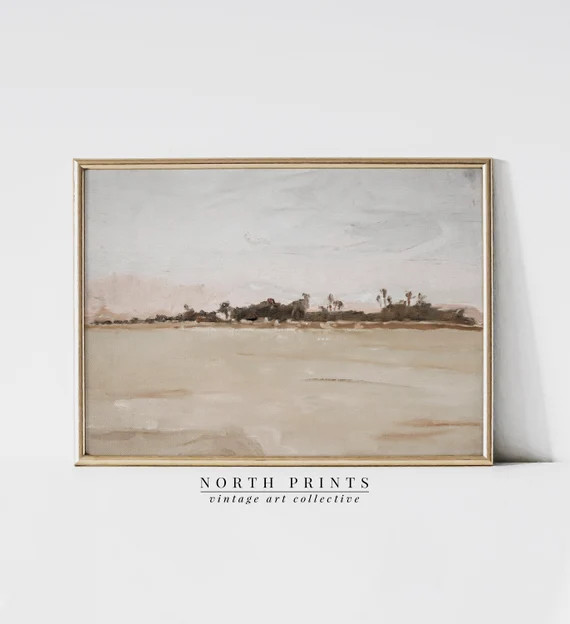 Vintage Boho Desert Landscape Painting  Neutral Tonal Art | Etsy | Etsy (US)