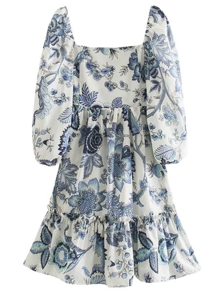 'Tambre' Floral Square Neck Mini Dress | Goodnight Macaroon