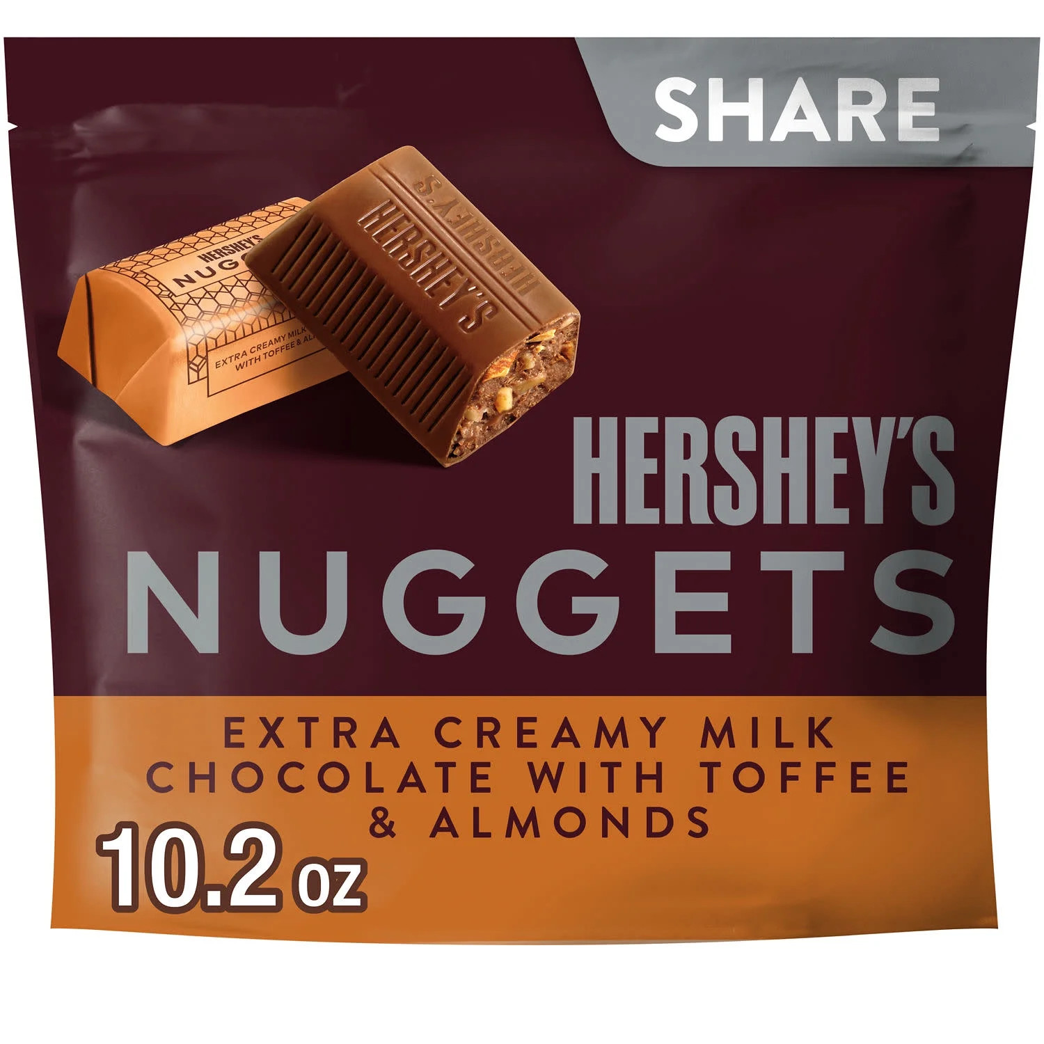Hershey's Nuggets Milk Chocolate, Toffee and Almonds Candy, Share Pack 10.2 oz | Walmart (US)