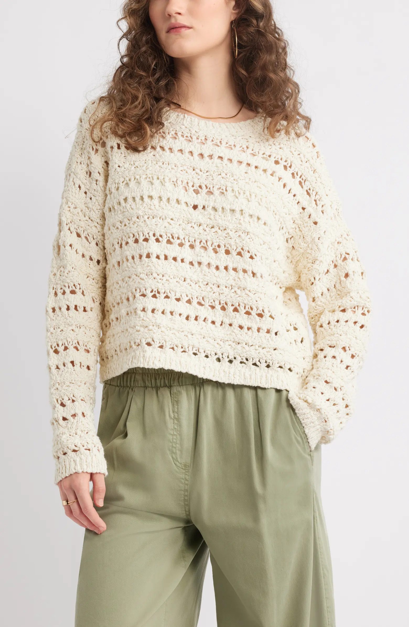 Open Stitch Cotton Sweater | Nordstrom