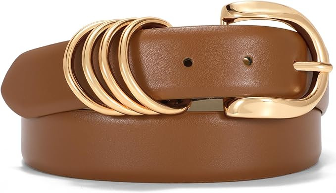 VONMELLI Belt for Women, Women's Leather Belt for Jean Pant, Fashion Ladies Waist Belt with Gold ... | Amazon (US)