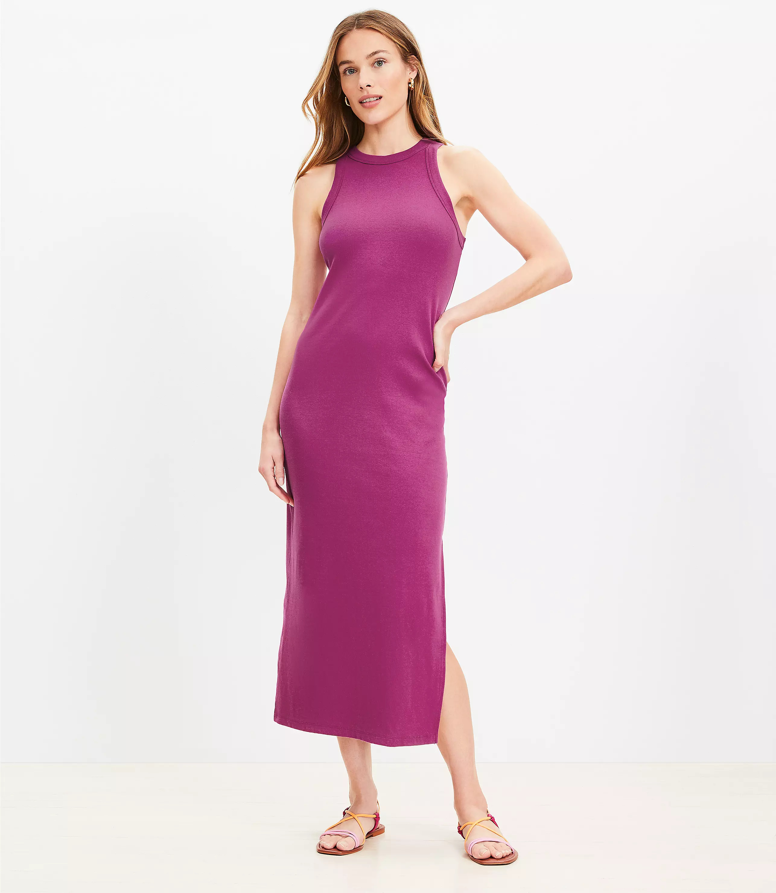 Perfect Ribbed Tank Midi Dress | LOFT