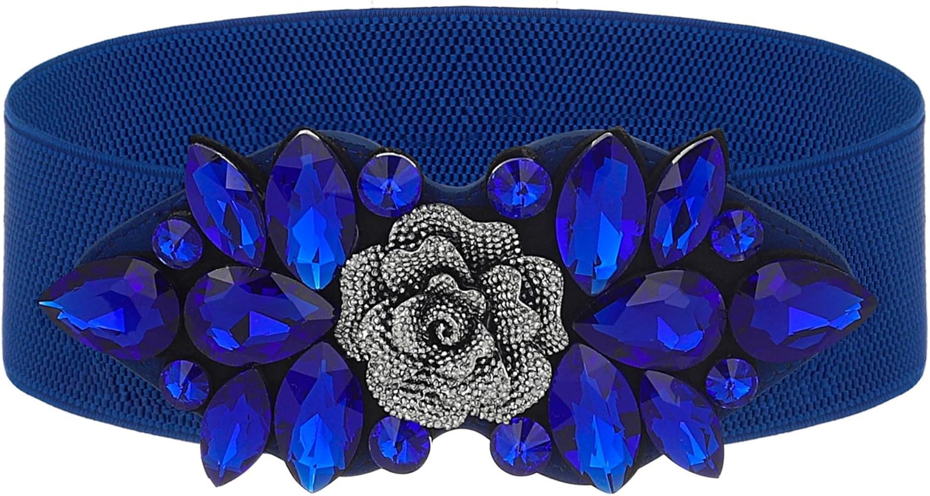 Rhinestone Stretch Belt Wide Formal Belt Women Fashion Belts Elastic Dressy Waist Accessories | Amazon (US)