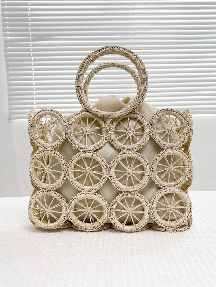 Hollow Out Design Straw Bag Drawstring Design For Vacation | SHEIN