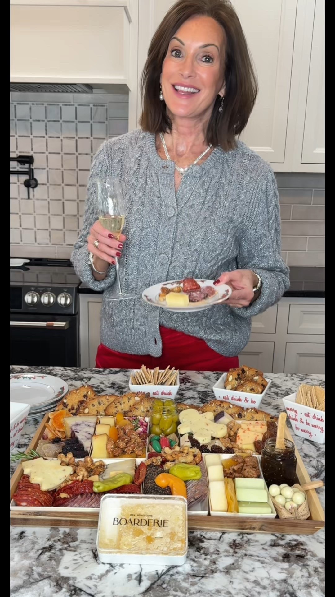 Give the gift everyone can enjoy! A charcuterie board with artisan cheeses, meats & fruits. Come with everything you need. Unpack and serve 

Velveteen pants - size 8
Linked similar festive cardigans

#LTKMidsize #LTKHoliday #LTKGiftGuide