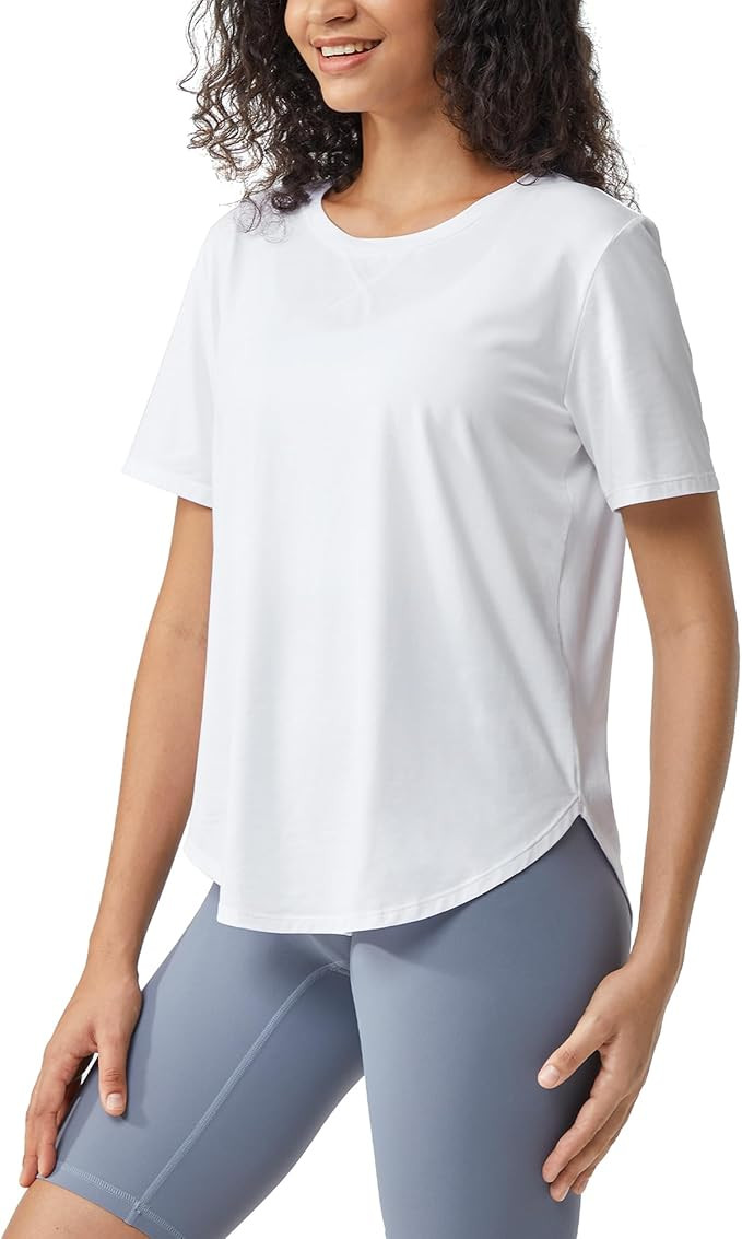 G4Free Workout Tops for Women Short Sleeve Athletic Wicking Shirts Soft Basic Cotton Tee | Amazon (US)