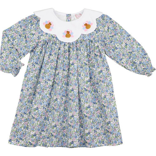 Blue Liberty Embroidered Turkey Dress | Cecil and Lou