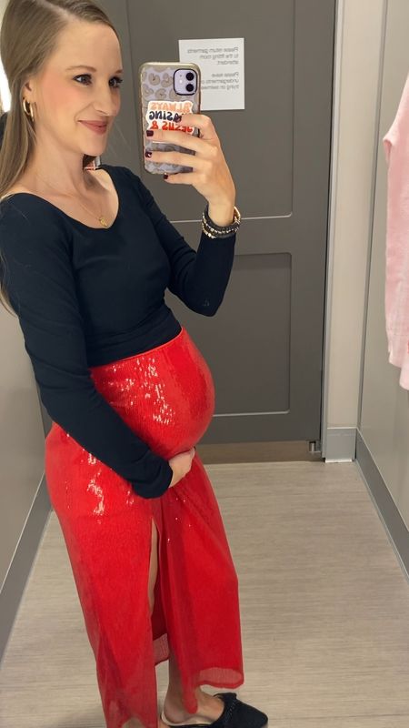 Christmas outfit idea!! Target style! Red skirt for Christmas! Sequin Christmas outfit!! 

#LTKSeasonal #LTKHoliday #LTKHolidaySale