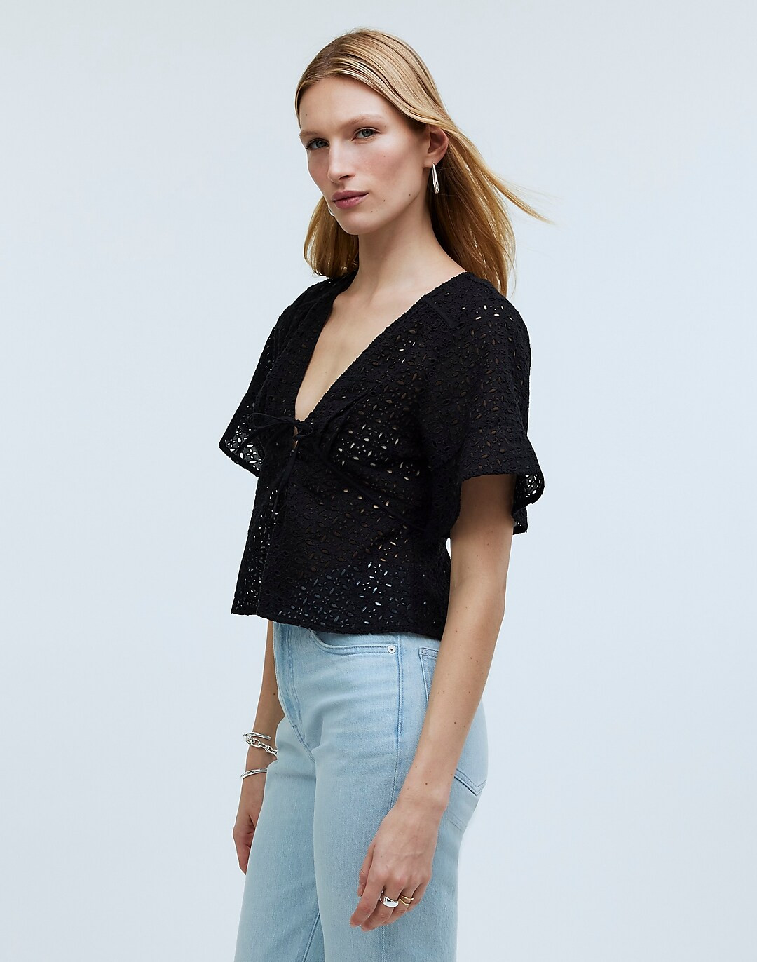 Tie-Front Top in Eyelet | Madewell