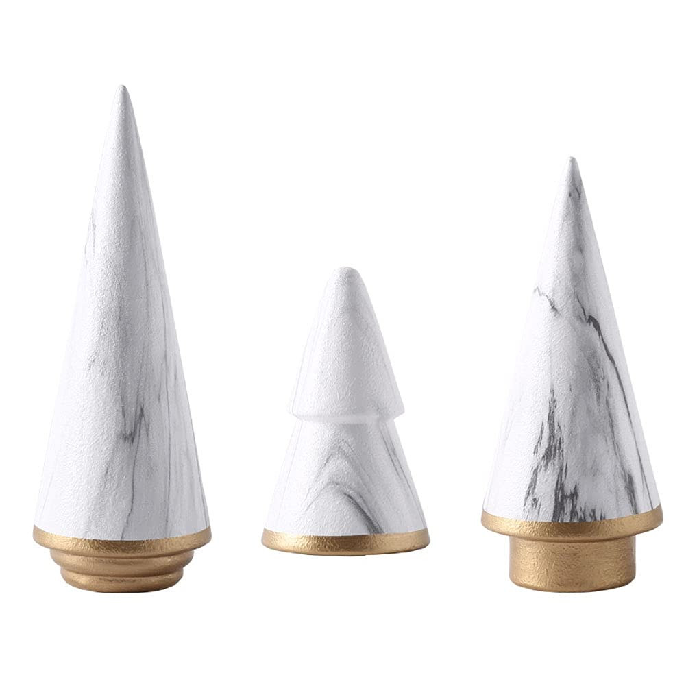 realideas Set of 3 Simplistic Ceramic Christmas Tree Tabletop Counter Centerpiece Mantel Shelf Home  | Amazon (US)