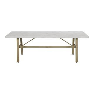 Hampton Bay Rectangular Steel Grey Stone Look Outdoor Dining Table 21821T - The Home Depot | The Home Depot
