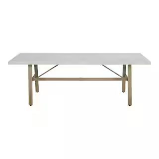 Hampton Bay Rectangular Steel Grey Stone Look Outdoor Dining Table 21821T - The Home Depot | The Home Depot