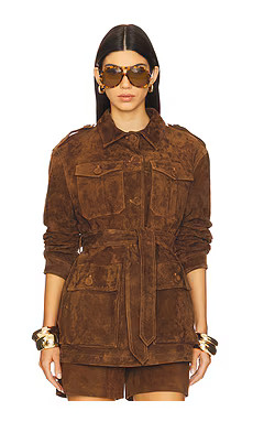 AEXAE Leather Suede Mid Jacket in Suede Honey Brown from Revolve.com | Revolve Clothing (Global)