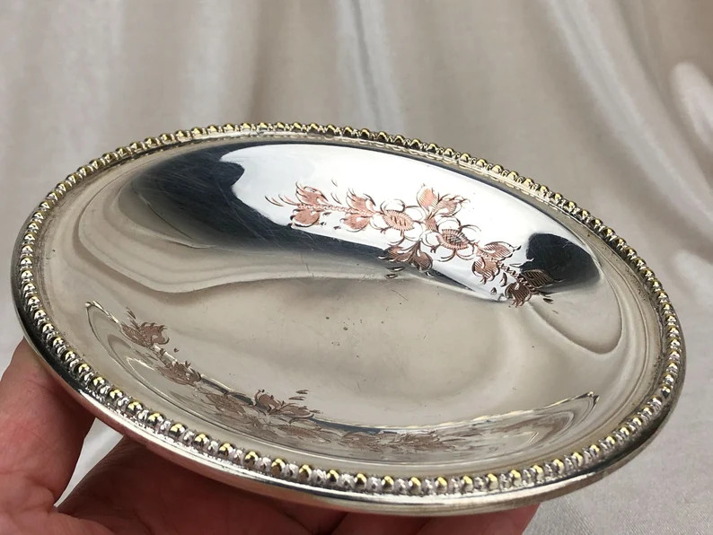 Silver plated serving dish, Hand enchaved bowl from England | Etsy (US)