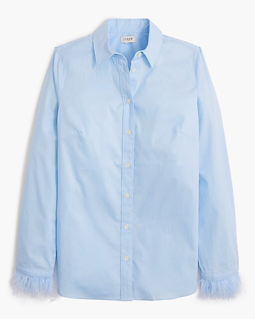 Feather-trimmed button-up shirt in signature ift | J.Crew Factory