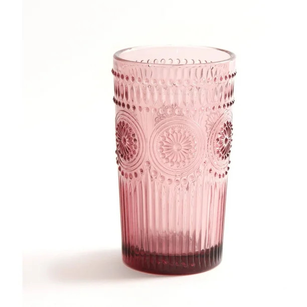 The Pioneer Woman Adeline 16-Ounce Emboss Glass Tumblers, Set of 4, Plum | Walmart (US)