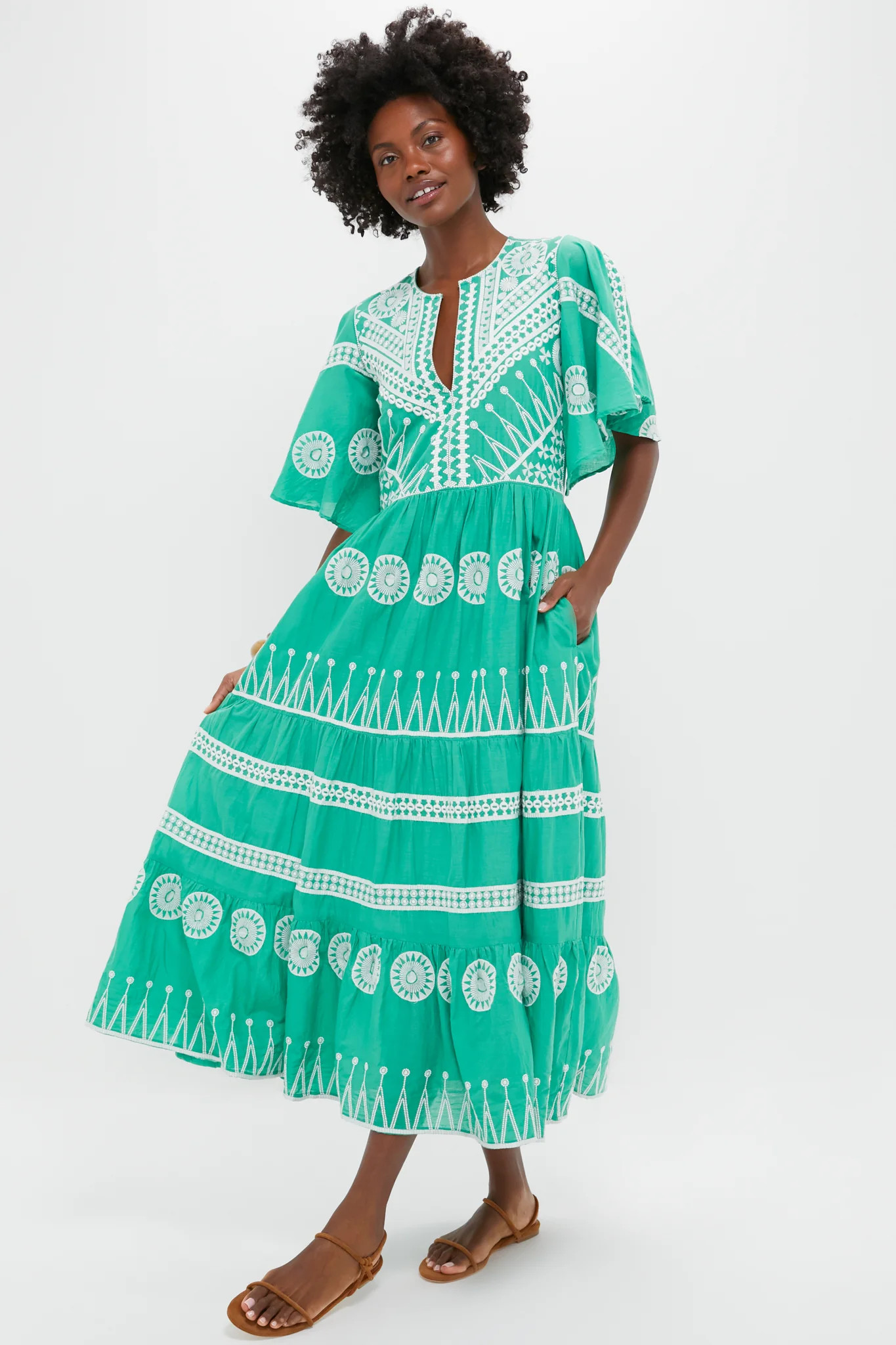 Soleil Sage Flirty V-Neck Maxi Dress | Tuckernuck (US)