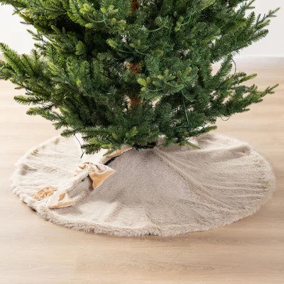 48"D Reversible Faux Fox Fur/Korean Fleece Christmas Tree Skirt | Wayfair North America