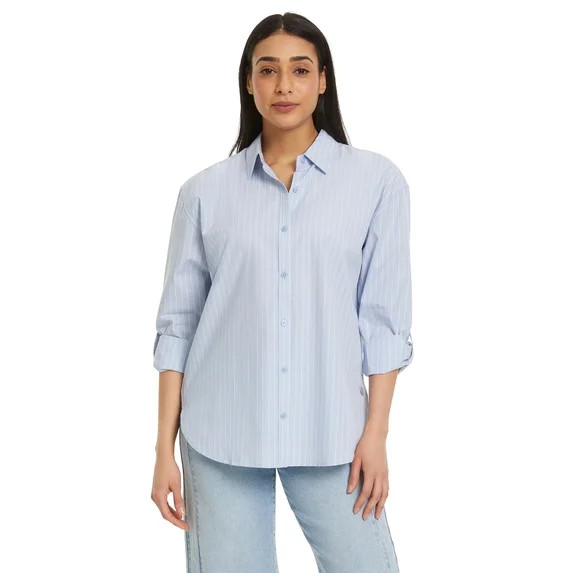 Gloria Vanderbilt Swan Series Women's Amanda Oversized Shirt, Sizes XS-XXL | Walmart (US)