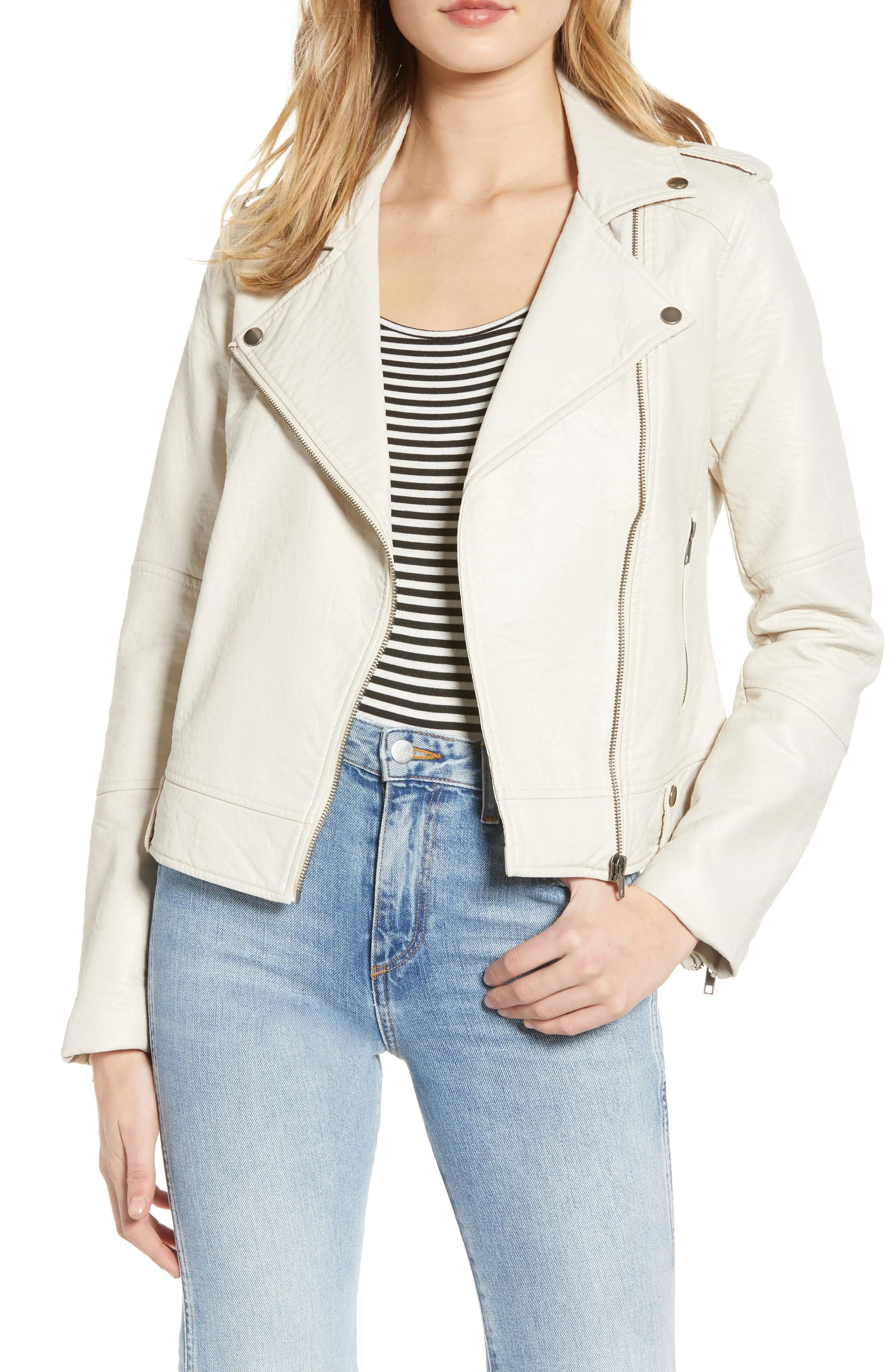 Women's Cupcakes And Cashmere Vivica Faux Leather Jacket, Size X-Small - Ivory | Nordstrom