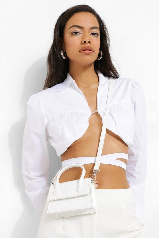 Croc Top Handle Cross Body Grab Bag | Boohoo.com (US & CA)