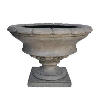 17 in. H Granite Cast Stone Fiberglass Low Urn | The Home Depot