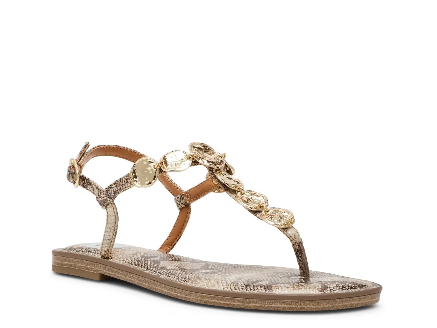 DV by Dolce Vita Jaime Sandal | Women's | Beige Snake Print | Size 6.5 | Sandals | T-Strap | DSW