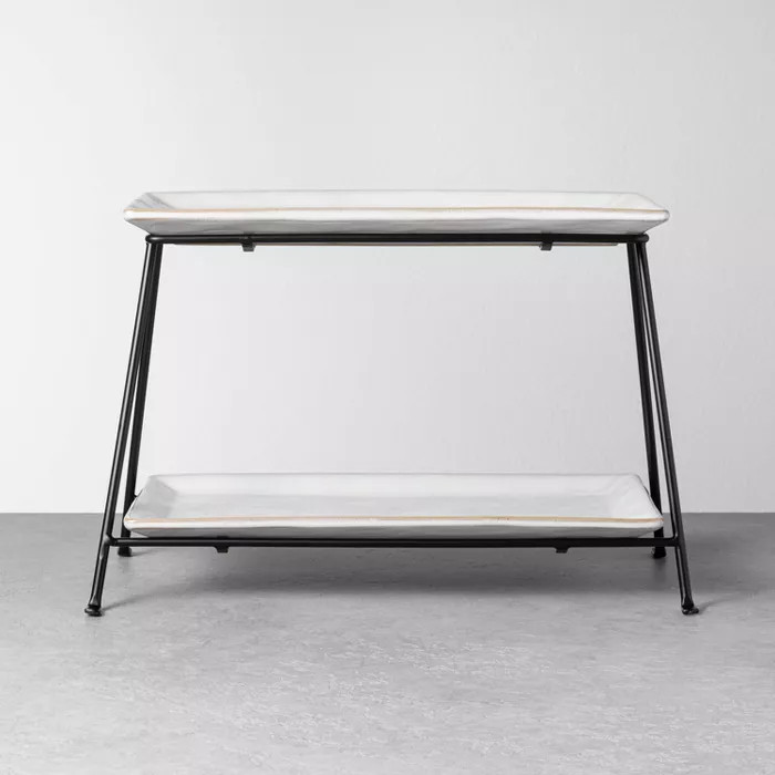 Tiered Metal & Ceramic Dish Rectangular Serve Tray - Hearth & Hand™ with Magnolia | Target