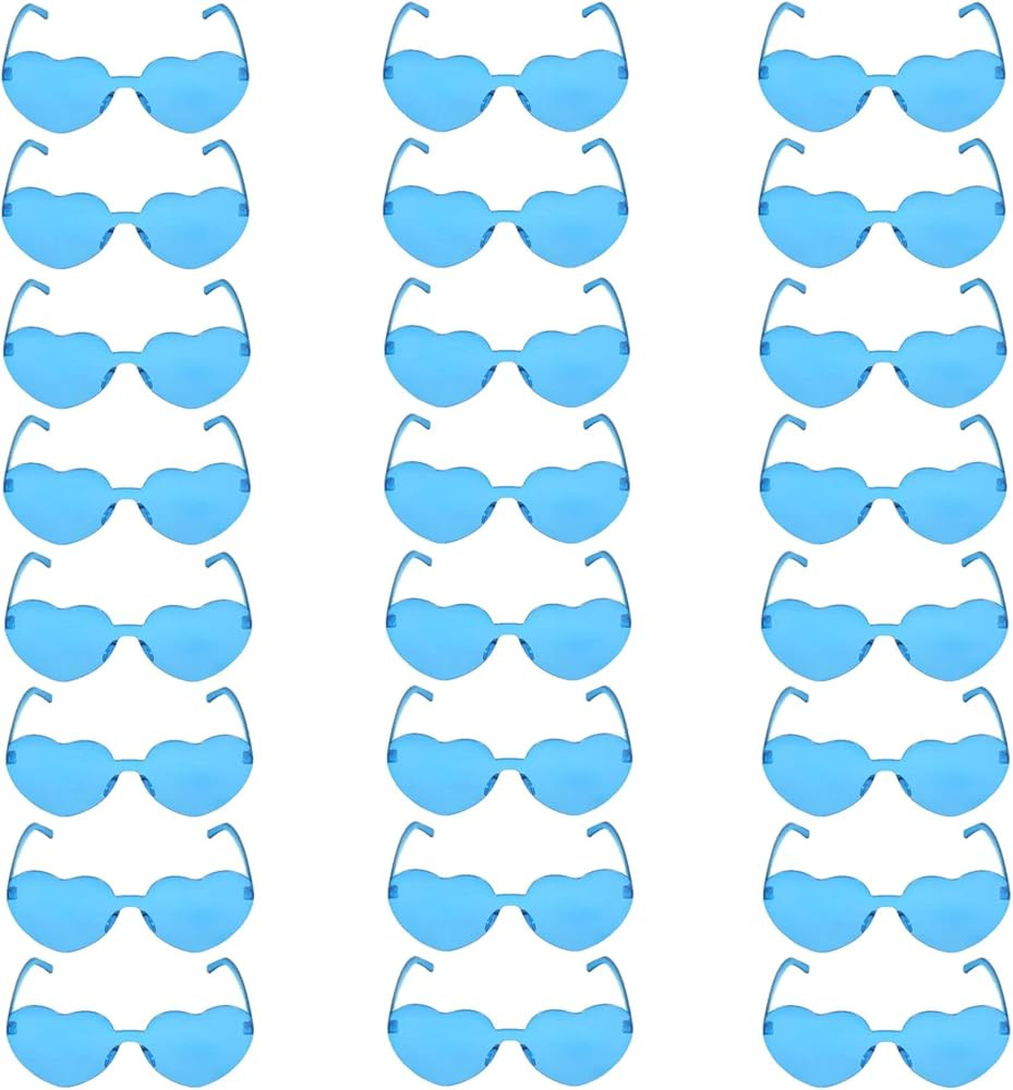 24 Pairs Heart Glasses Candy Rimless Sunglasses Trendy Eyewear Heart Sunglasses Bulk for Party Fa... | Amazon (US)