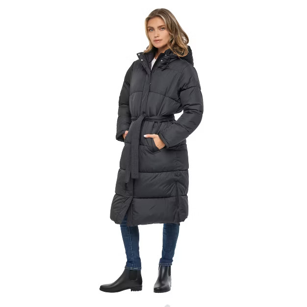 Women's Long Puffer Jacket Coat with Hood - S.E.B. By SEBBY | Target