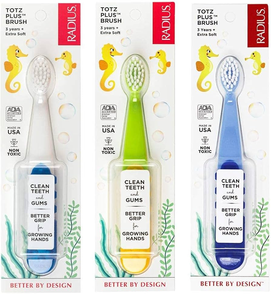 RADIUS Totz Plus Brush Kids Toothbrush Silky Soft BPA Free ADA Accepted Designed for Delicate Tee... | Amazon (US)